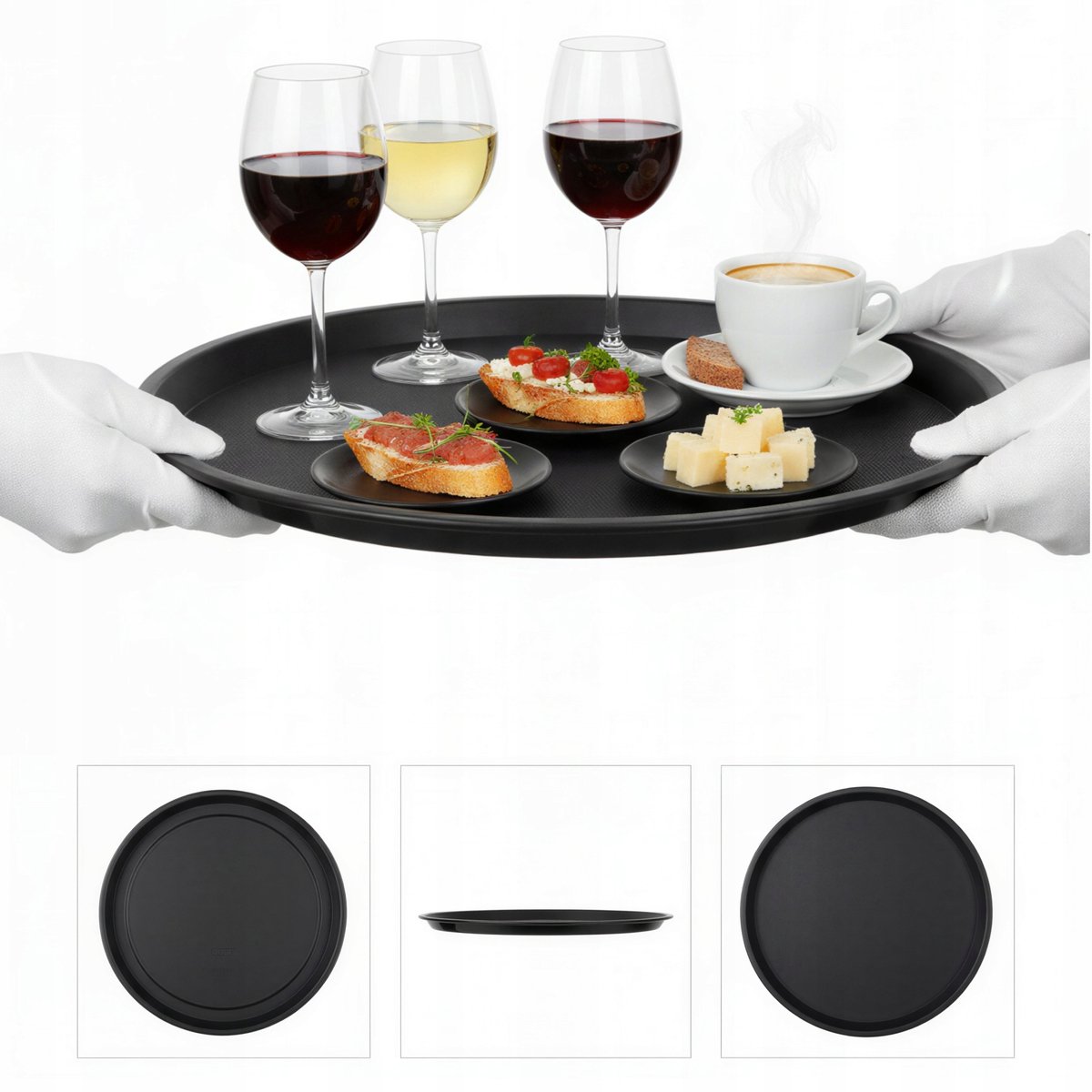 Antislip Serveerschaal Zwart Rond 41 cm - Professionele Keuken & Horeca