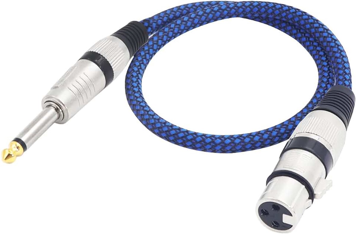 Vrouwelijk naar 1/4 "TS-kabel 6,35 mm TS naar XLR vrouwelijk ongebalanceerde kabel Nylon gevlochten microfoonkabel Compatibel met microfoon, opnamestudio 's en meer(1,64 FT)