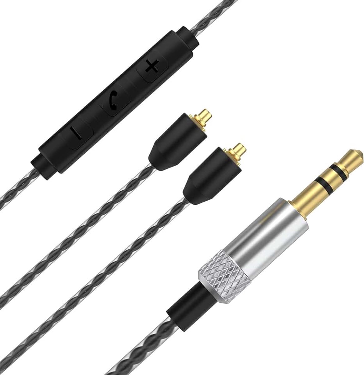 Vervangende kabel SE535 oordopjes, 3,5 mm bekabeld hoofdtelefoonverlengkabel met afstandsbediening, volumeregelaar, compatibel met Shure SE215 SE315 SE425 SE535 SE846 UE900 hoofdtelefoonkabel