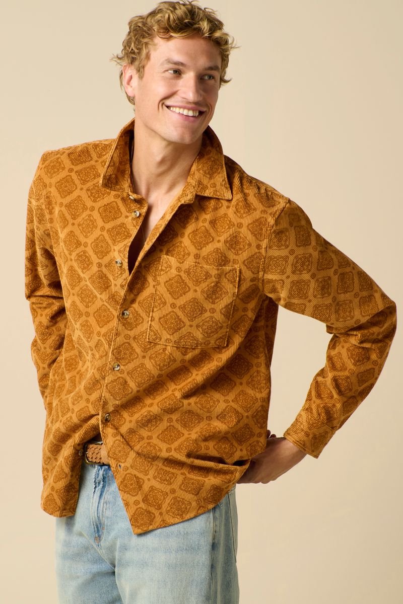 Sissy-Boy - Bruin corduroy overhemd met print