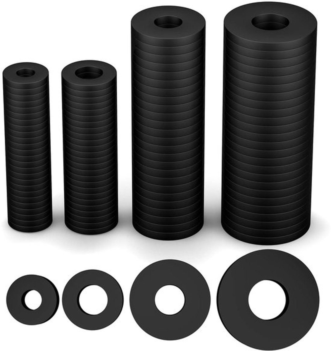 200 Stuks Rubberen Pakkingen voor Kraanreparatie Badkamer en Keuken - Platte Pakkingrubber in Verschillende Maten (Zwart)