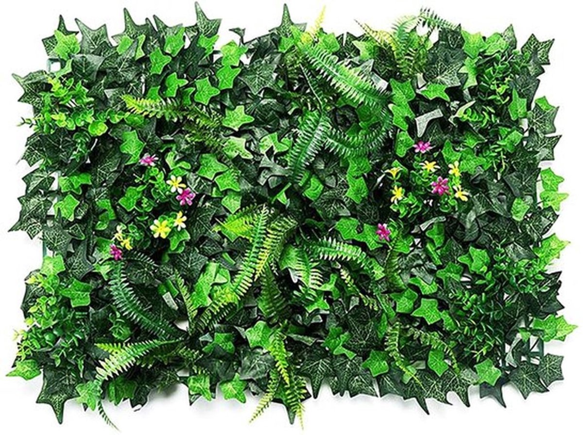 Kunsthaag UV-beschermd - Kunstplant Gazon Muur - Tuindecoratie 60 x 40cm - Eenvoudig te Installeren - Stevig en Stabiliteit - Groene Muur
