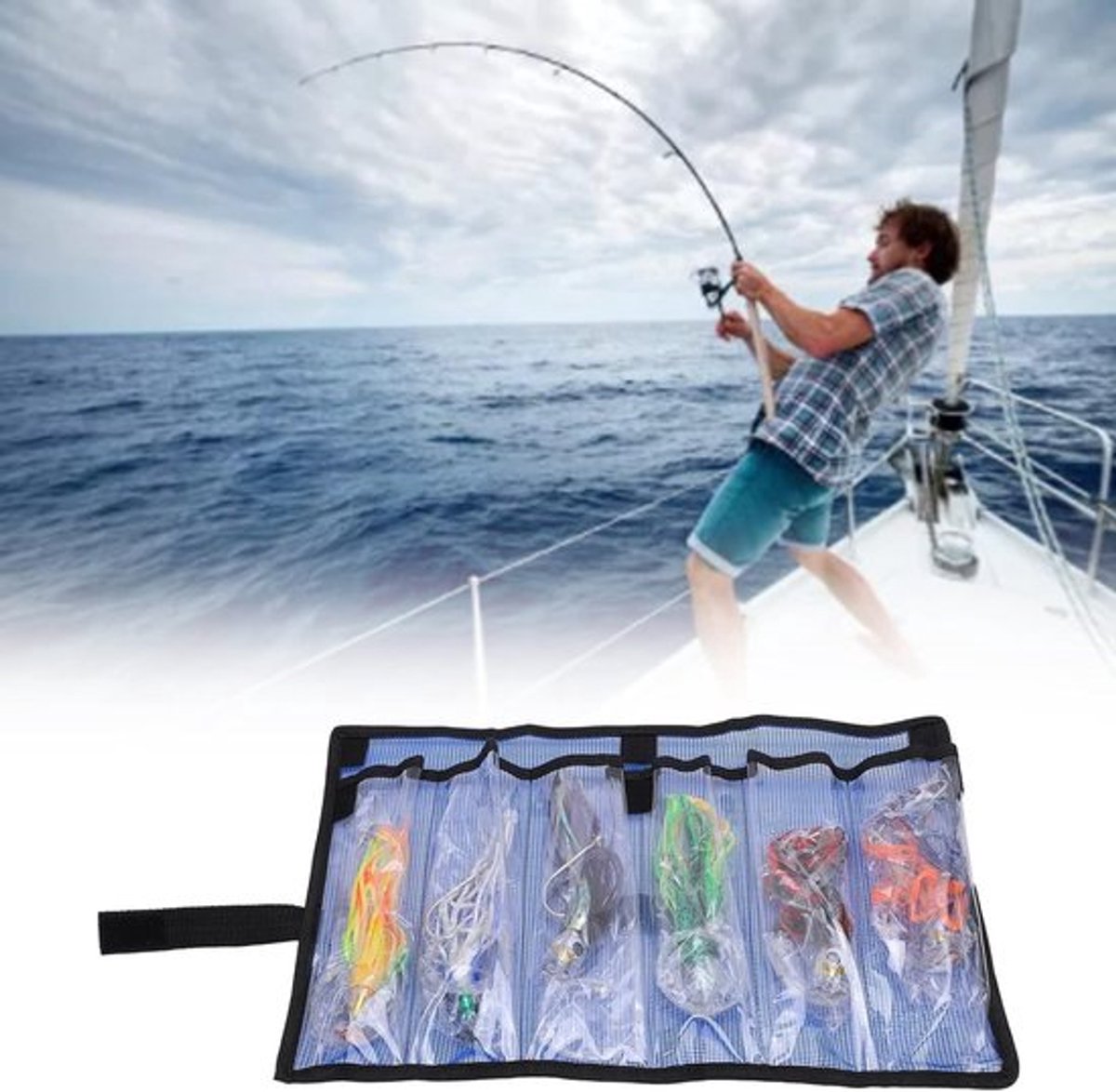 Set van 6 Trolling Skirts voor Zeevissen - Acryl Trolling Aasjes in Zes Kleuren voor Octopus- en Inktvisvisserij