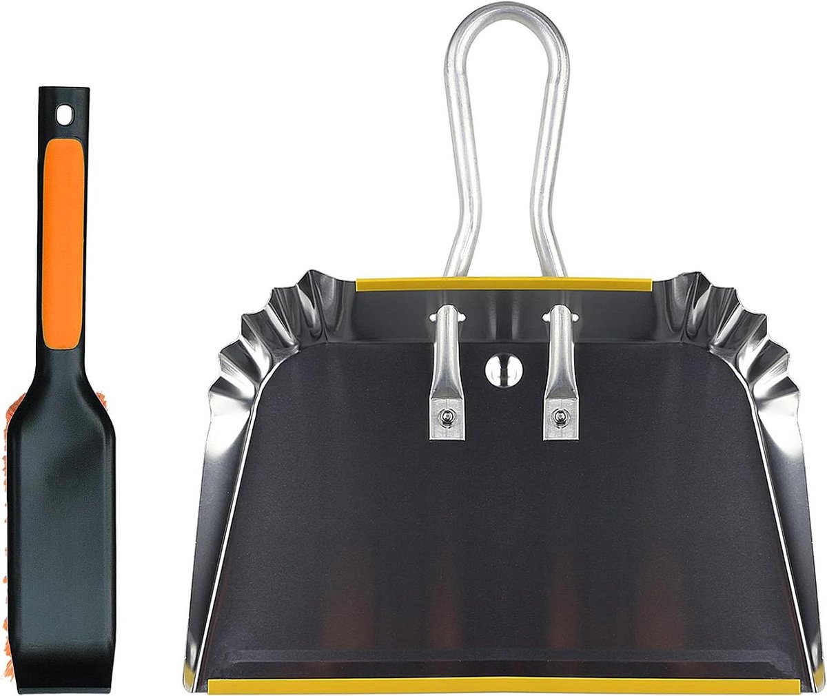 Metalen Stofpan - Veegset - Efficiënt Schoonmaken - Extra Brede Mond - 43 cm Breed - Metaal