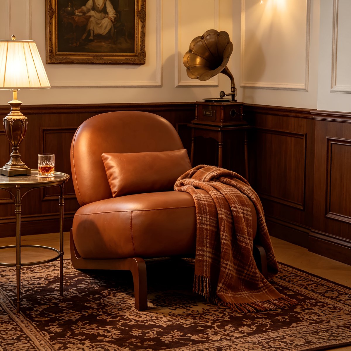 Fauteuil - Zachte Velvet Stoel Met Houten Poten - Comfortabele Leesstoel Bruin Voor Woonkamer