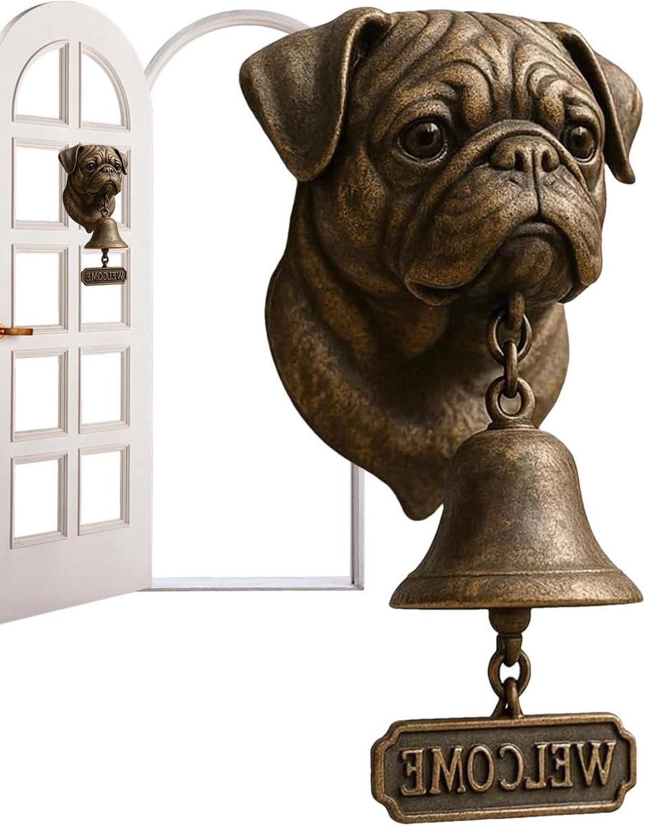 Deurbel Hond - Toegangsklok Hars - Welkom Gasten - Uniek Dierontwerp - 1 Stuk - Brons