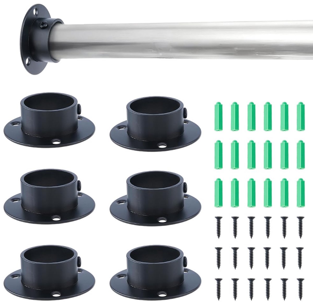 4 stuks ronde paalbases 3,3 cm/1,32 inch roestvrijstalen hek paal vloerflens zware massieve paal vloerflens met verstelbare schroeven voor het vasthouden van de omheining brievenbusvlag