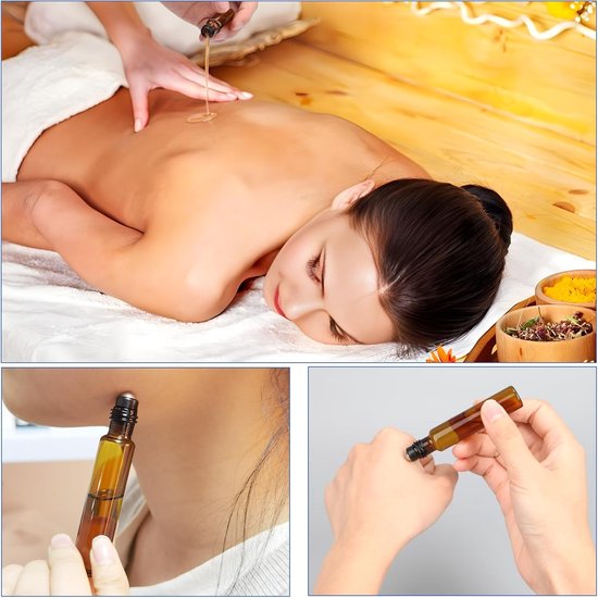 Rollon Lege Rollon Flessen voor Essentiële Oliën, Bruin, Rollon, voor Oliën met Roestvrijstalen Rol, Essentiële Oliën, Lotion, Parfum, Massage — afbeelding 5
