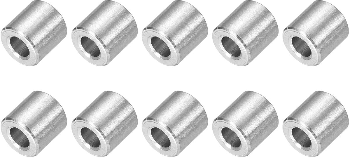 Afstandshulzen, afstandhouders, roestvrij staal, 5 mm ID x 10 mm, OD x 10 mm, 304 roestvrij staal, ronde afstandhouders zonder schroefdraad, zuilen voor schroeven 3/16 inch of M5, 10 stuks