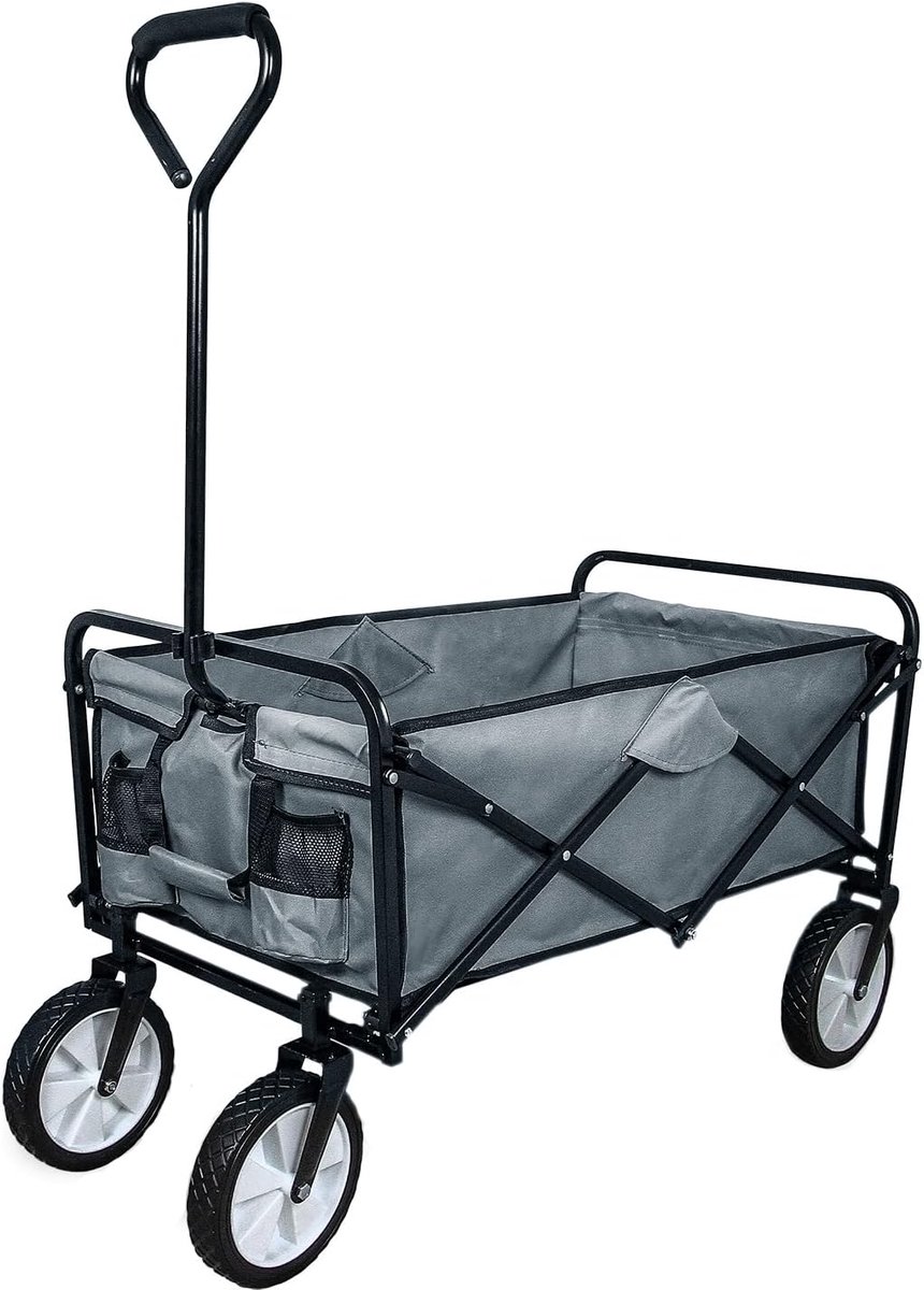 Handwagen opvouwbaar - 70 kg draagvermogen - Grijs - Inclusief tuinhandschoenen - SnelShoppen