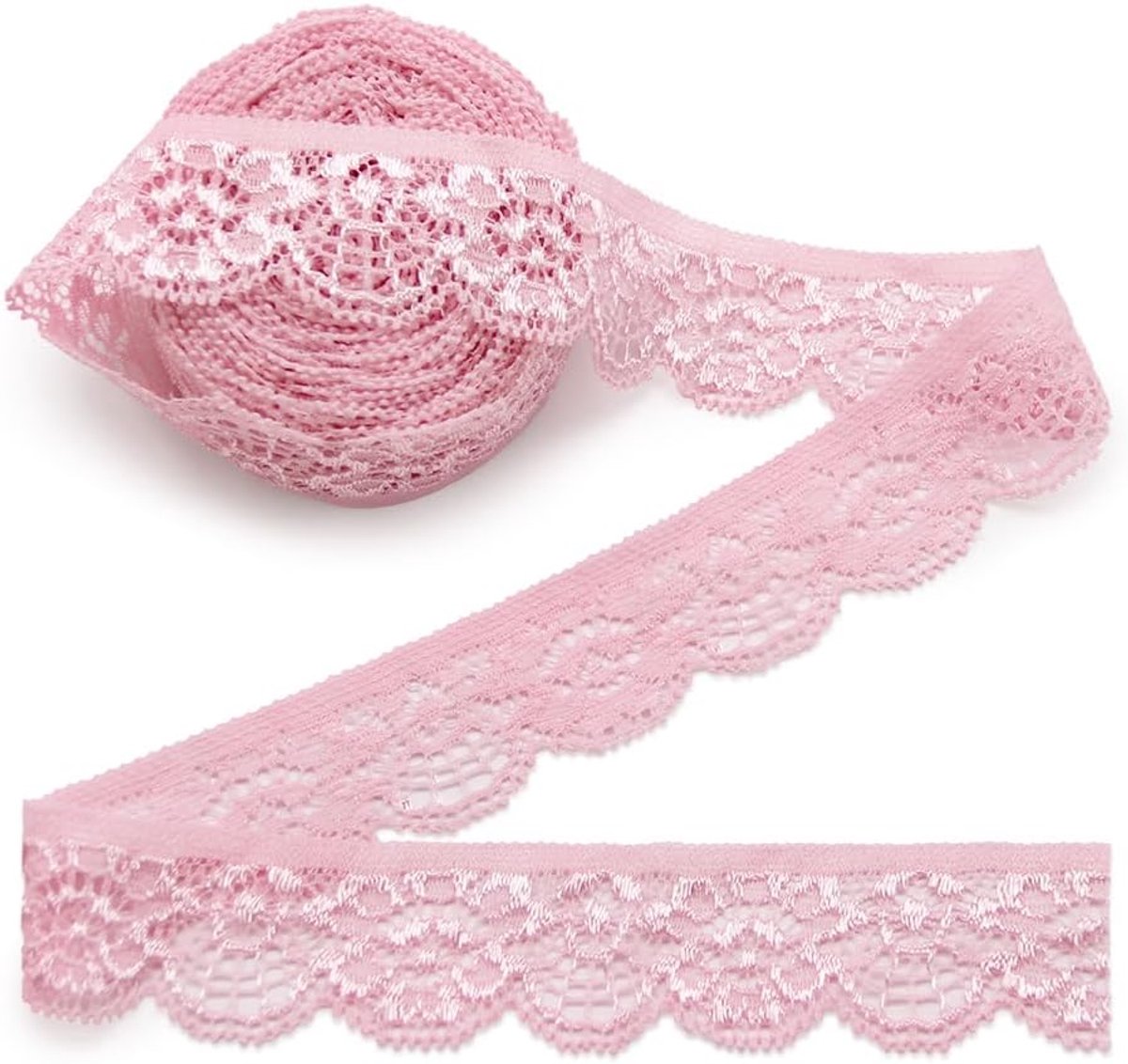 Kant decoratief lint kant sierlint kant stof voor het naaien van ambachtelijke feesten decor kleding, roze 405, 9,1 m