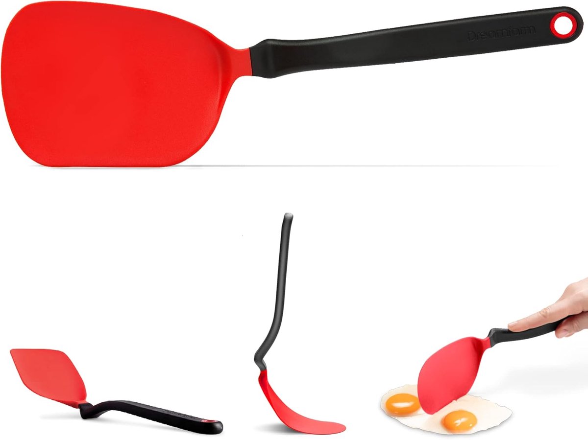 CHOPULA nylon spatel, rood, flexibele spatel, kunststof, ideaal voor het omdraaien en snijden van je pannengerechten, hittebestendig tot 250 °C, vaatwasmachinebestendig, BPA-vrij