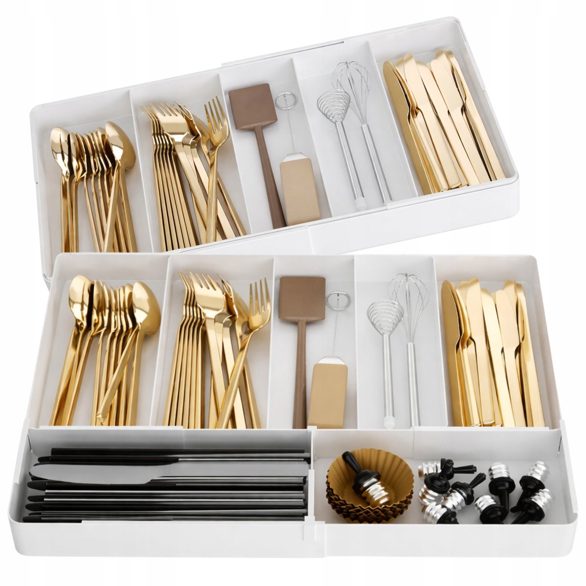 Verstelbare Besteklade Organizer - Wit