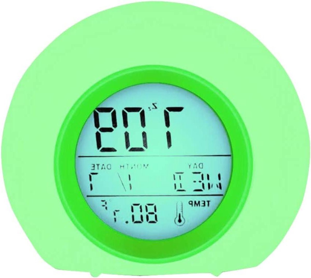 Digitale wekker - Kinderalarm - Ontwaken met licht - 7 Kleuren wisselend - 100x100x100 mm - Groen