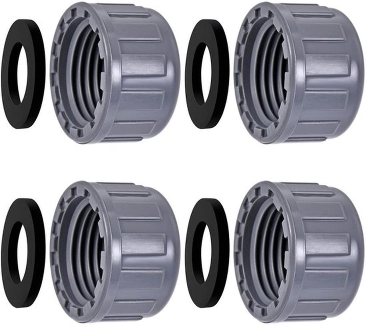 Schroefdraaddop 40 mm - PVC - Ronde Binnendraad - Slangverbinderkap - Afdichtingsring - Slijtvast en Koudebestendig - Buisstop