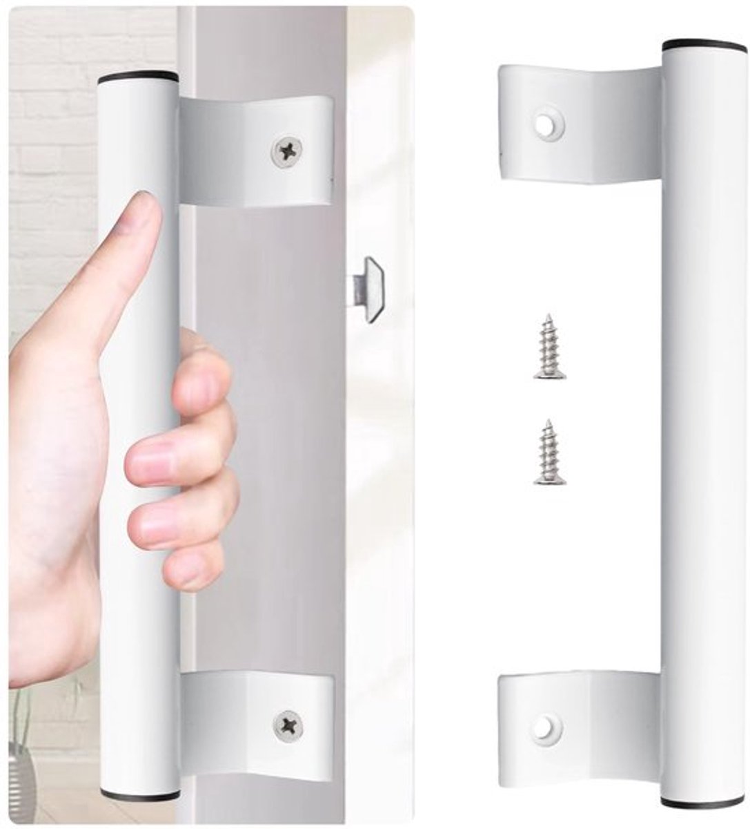 Schuifdeurtrekker Ergonomisch Ontwerp - Aluminium Handgreep - Witte Deurklink - Duurzaam - 205 mm Lengte - 170 mm Gatafstand - Deurgreep