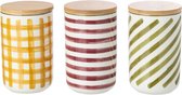 J-Line voorraadpot - steengoed - bordeaux/olijfgroen - 3 stuks