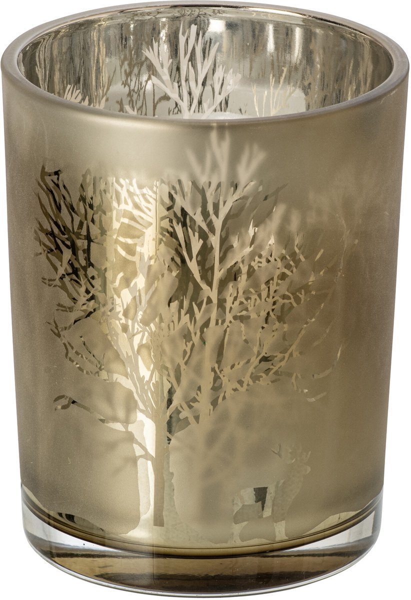 J-Line Boskandelaar - glas - taupe - large - set van 2