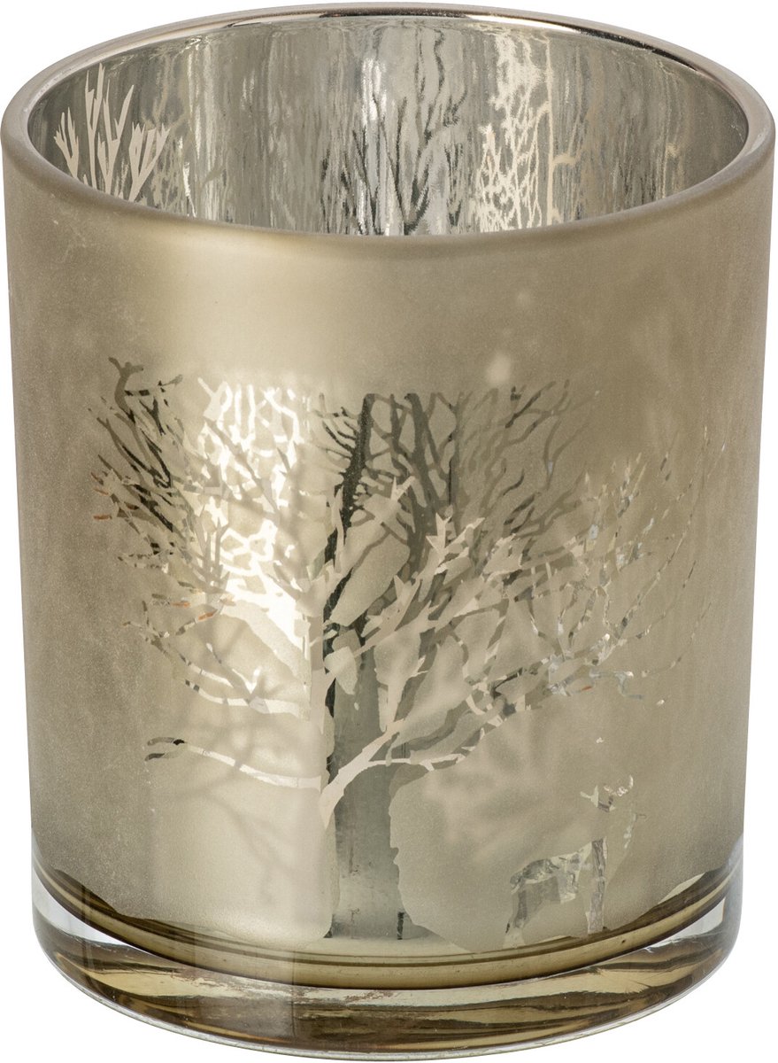J-Line Boskandelaar - glas - taupe - medium - set van 2