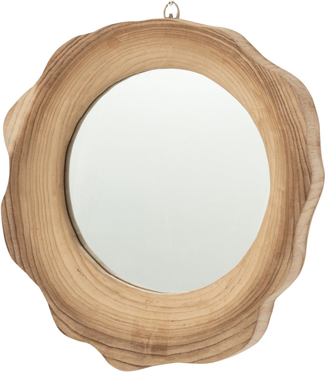 J-Line wandspiegel Geribbeld - hout - naturel - small