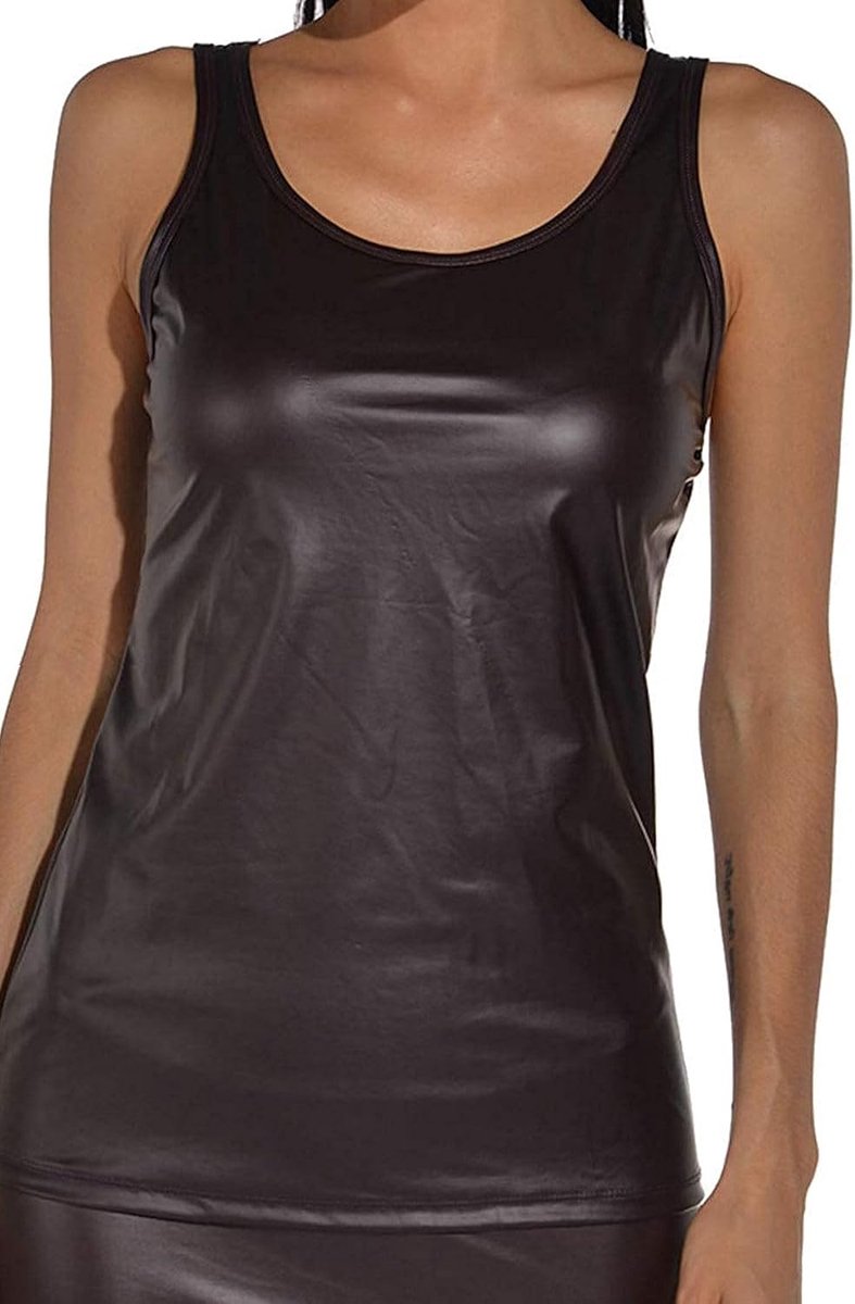 Damesshirt - wetlook shirt zonder mouwen