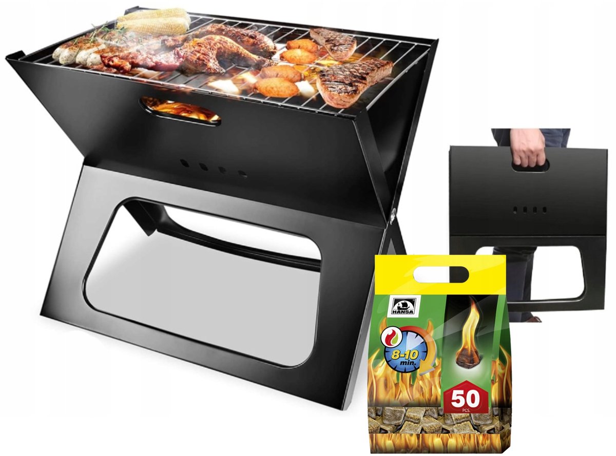 Draagbare Koolgrill in Kofferformaat - Inclusief Aanmaakblokjes