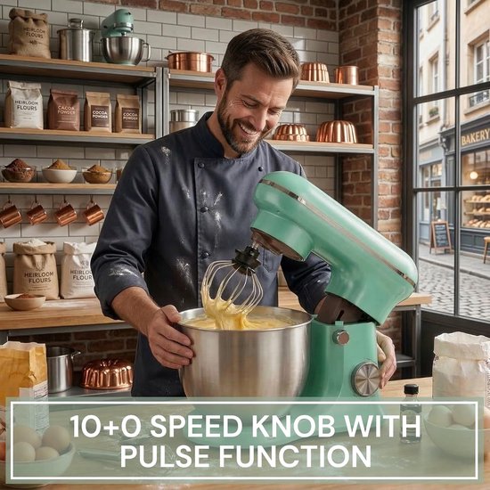 Keukenmachine - Mixer Robot - Bakken en Koken - Krachtige 1500W Motor - 5 Liter Kom - Groen — afbeelding 3