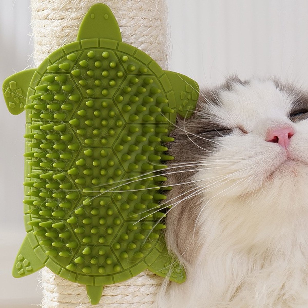 Kattenverzorgingsborstel - siliconen trimmer massagetool met 203 tanden voor dagelijkse verharing binnenkattenverzorging thuis onderweg