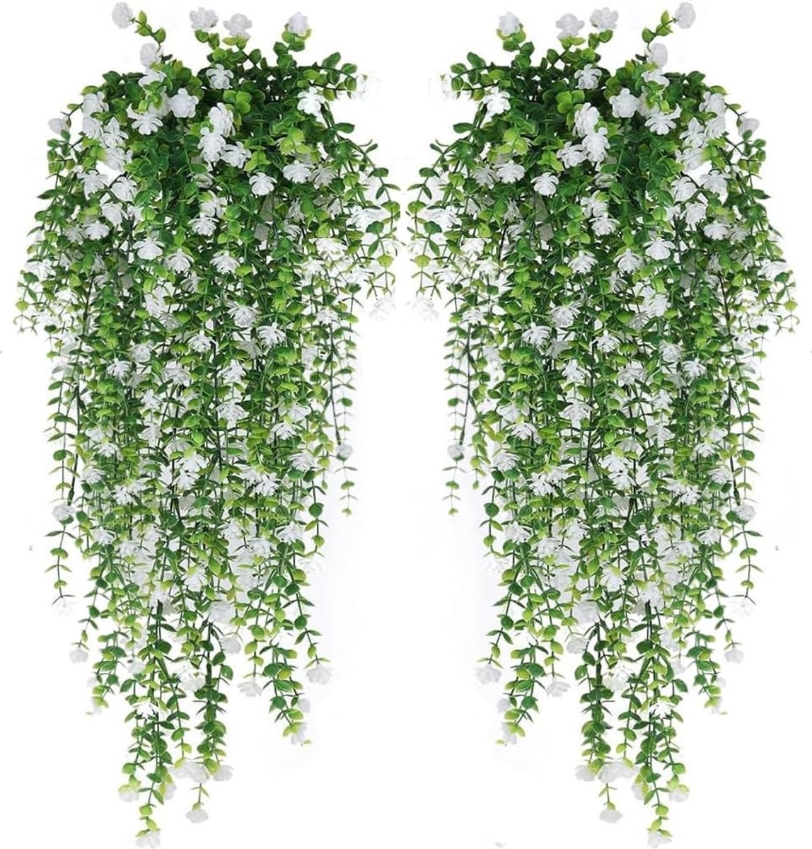 Kunstbloemen Witte Bloemenrank – Set van 2 – 78 cm Kunstbloemenslinger – Realistische Kunstbloemen met Bladeren – Voor Woonkamer, Balkon, Tuin & Feestdecoratie