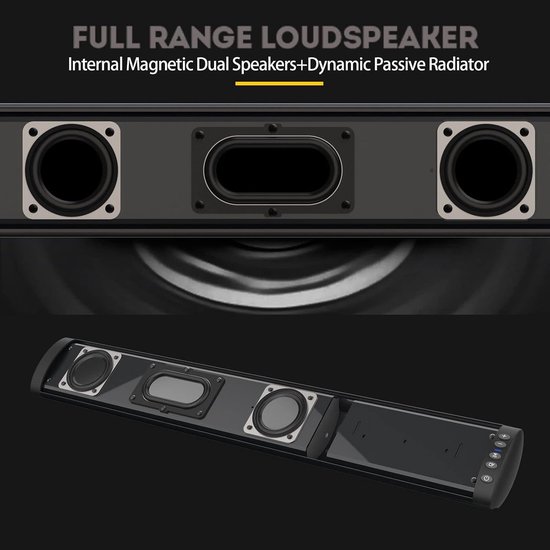 Soundbar Luidspreker - Home Theater - Muziek Luisteren - 3D Stereo Surround - 54 cm Lengte - Zwart van Merkloos — afbeelding 4
