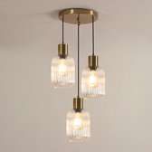 Riserva Hanglamp modern minimalistisch ovaal koperkleurig 3‑lichts E27 fitting max 60W zonder lamp, voor woonkamer slaapkamer eetkamer studeerkamer