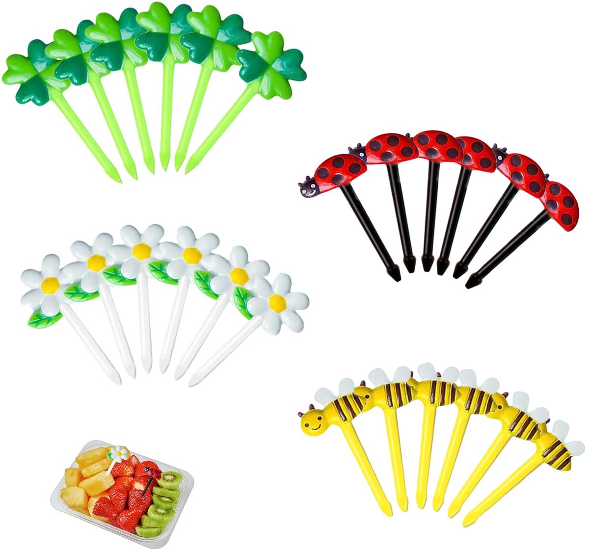 24 stuks fingerfood kinderen, fruitvorken kinderen, voedselprikkers voor feest, verjaardagsfeest