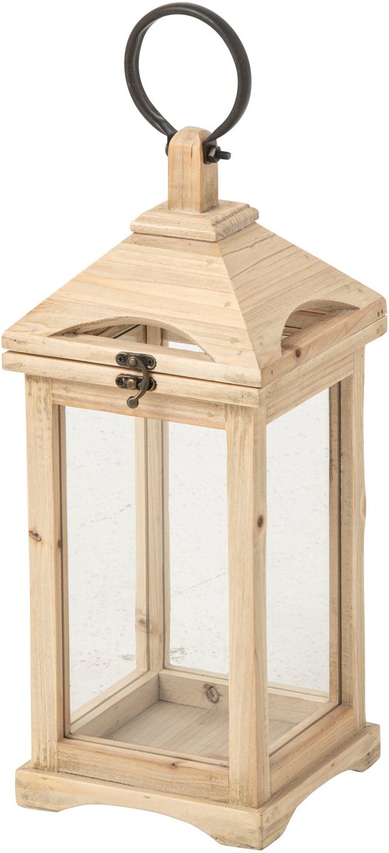J-Line Lantaarn Chamonix - dennenhout - naturel - small