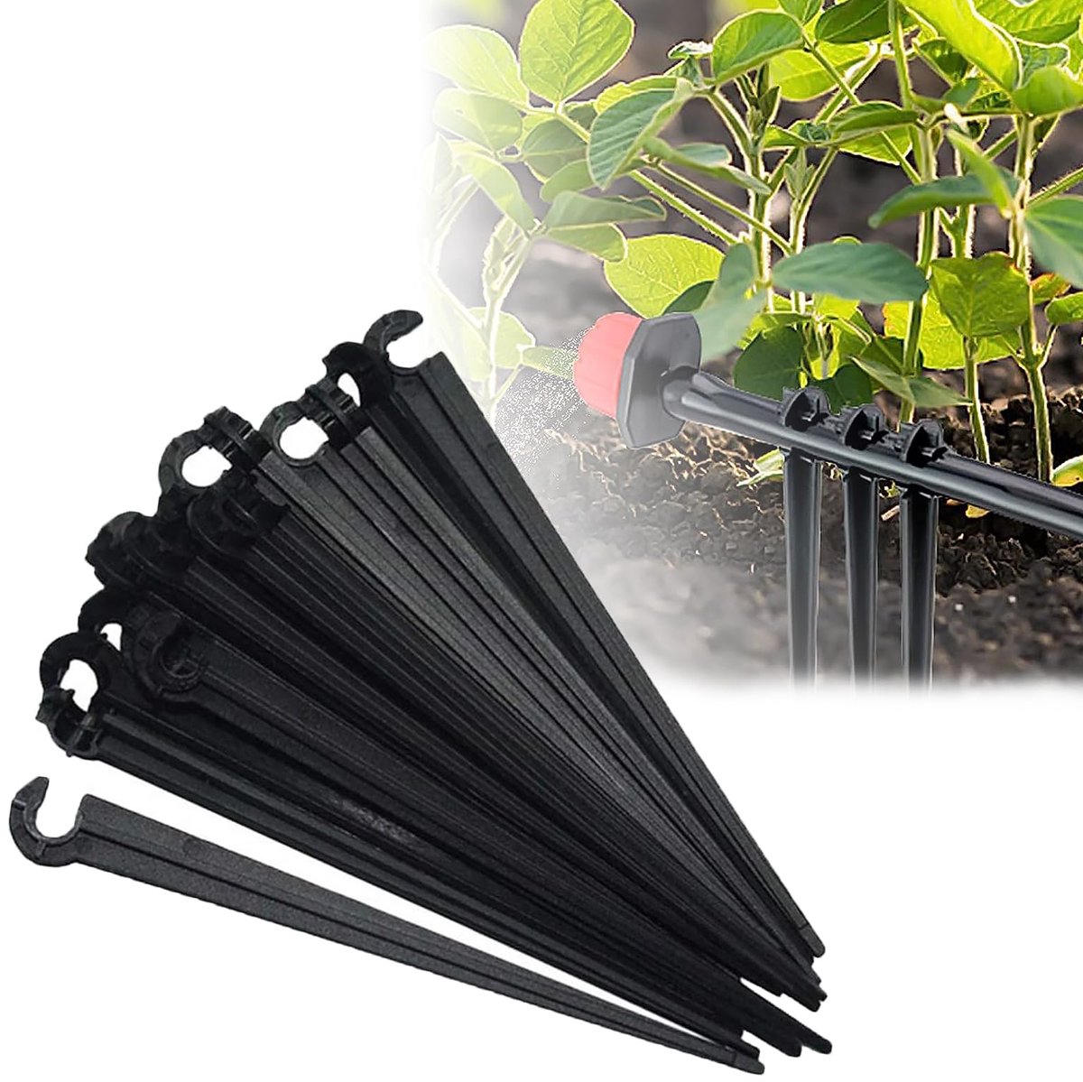 100 stuks Micro Drip System Buishouders, PE irrigatie-druppelsteunen, Tuinslang, Grondankers, Bevestigingsankers, Druppelbuishouder voor Tuin Kas Bloem Bed