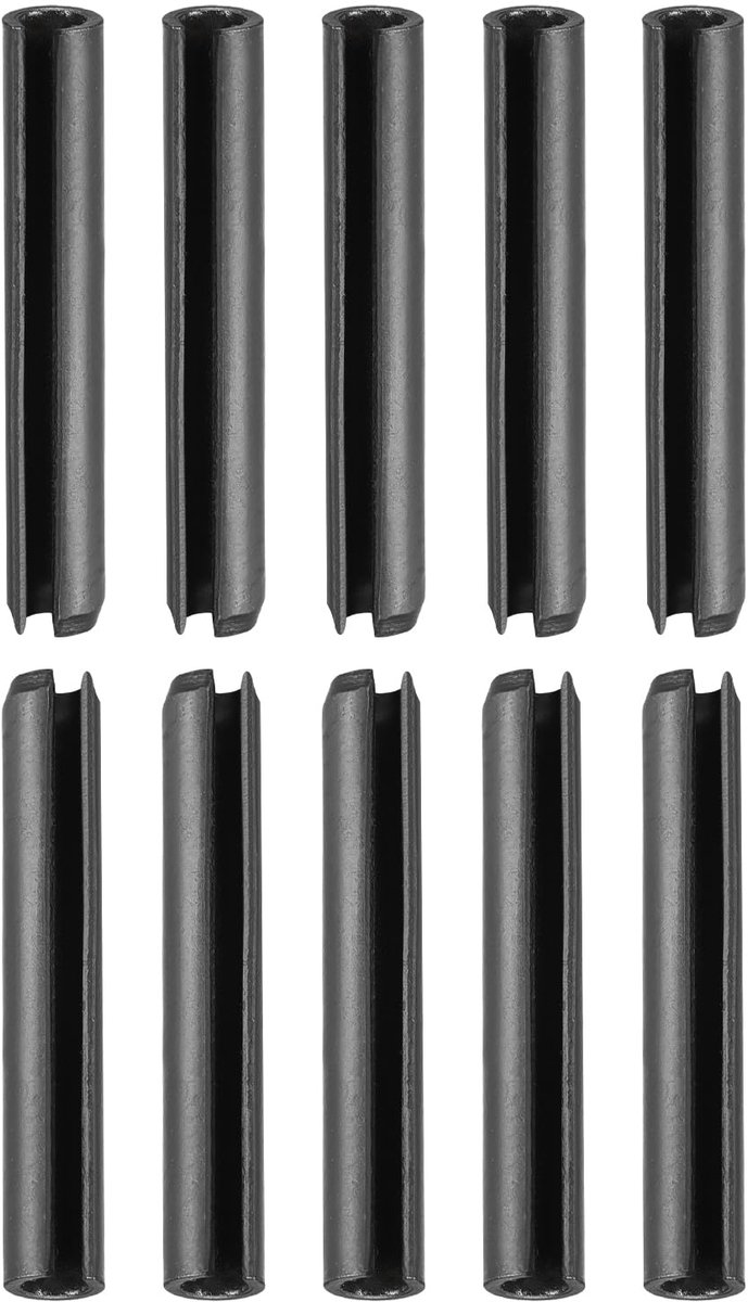 5 mm x 35 mm (d x L) geribbelde veerpen, 30 stuks, ideaal voor bevestiging thuis, 65 Mn veerpluggen, spanner, rol, stift, zwart