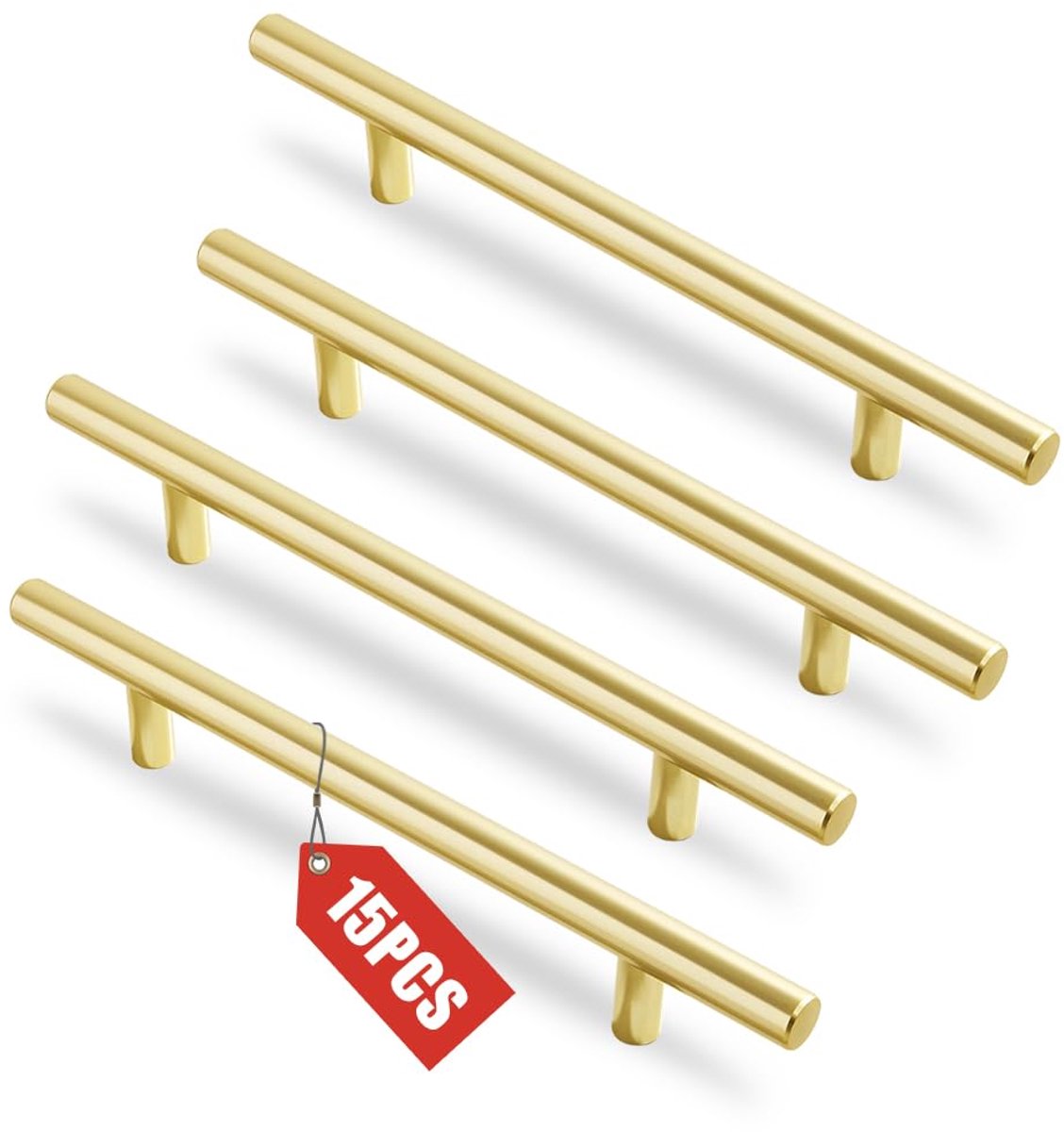 Meubelgrepen voor keukenkasten, 128 mm, goud, roestvrijstalen deurgrepen, keukenkastgrepen, kastgrepen, badkamermeubelgrepen, 15 stuks
