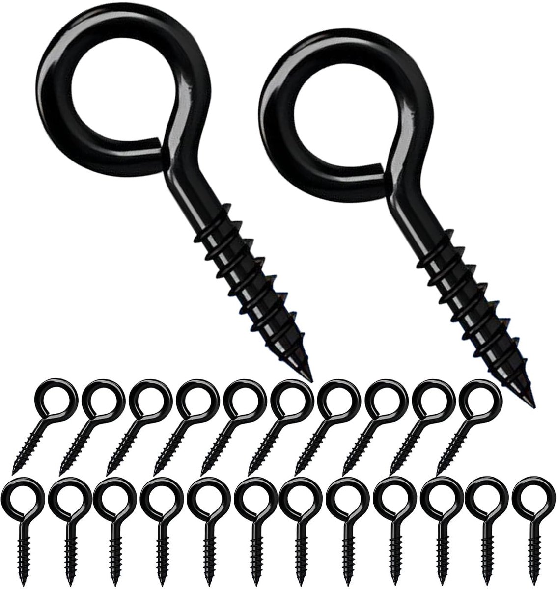 20 Stuks Oogschroeven, 45mm Schroefoog, Plafondhaken, Ringschroef met Oogje, Schroefhaken voor Tuin, Hout, Bloemenhanger, Zwart