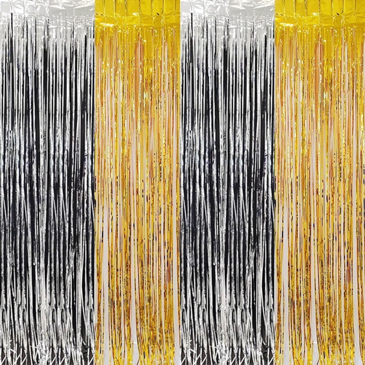 metalen gordijn, glanzend, 1 x 2 m, aluminium slinger, glinsterende franjes, feestelijke decoratie
