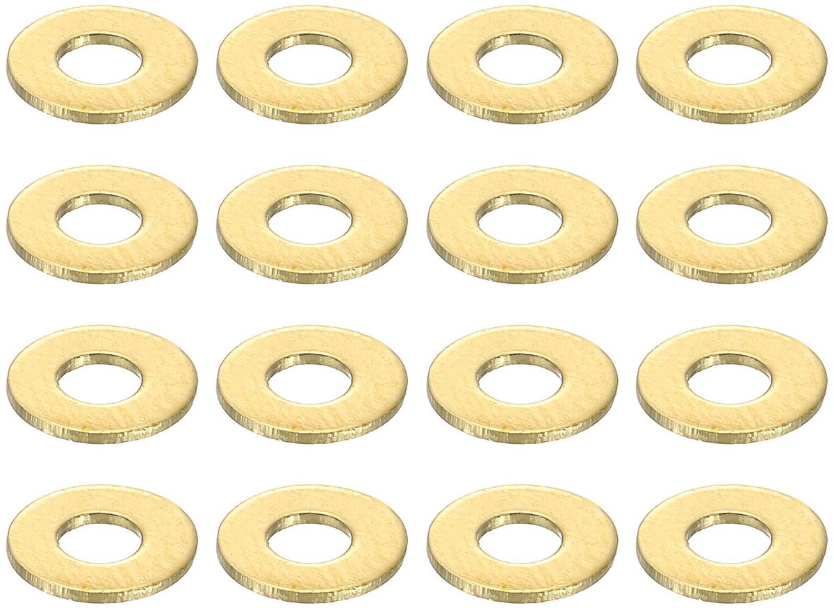 Platte messing afdichtringen M2 x 5 x 0,4 mm voor schroeven, bouten, machinereparatie, buitenbouw