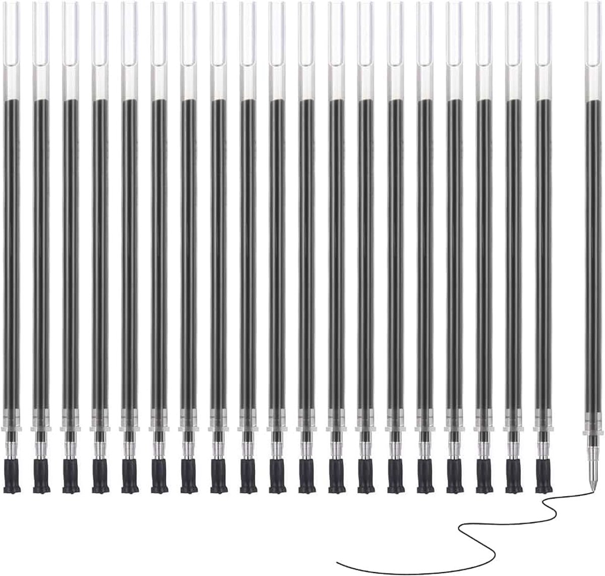 Gel Pen Navullingen 0,38mm Fijne Punt, 20-Pack Zwarte Inkt, Kantoor Studie Klaslokaal Benodigdheden, 11cm