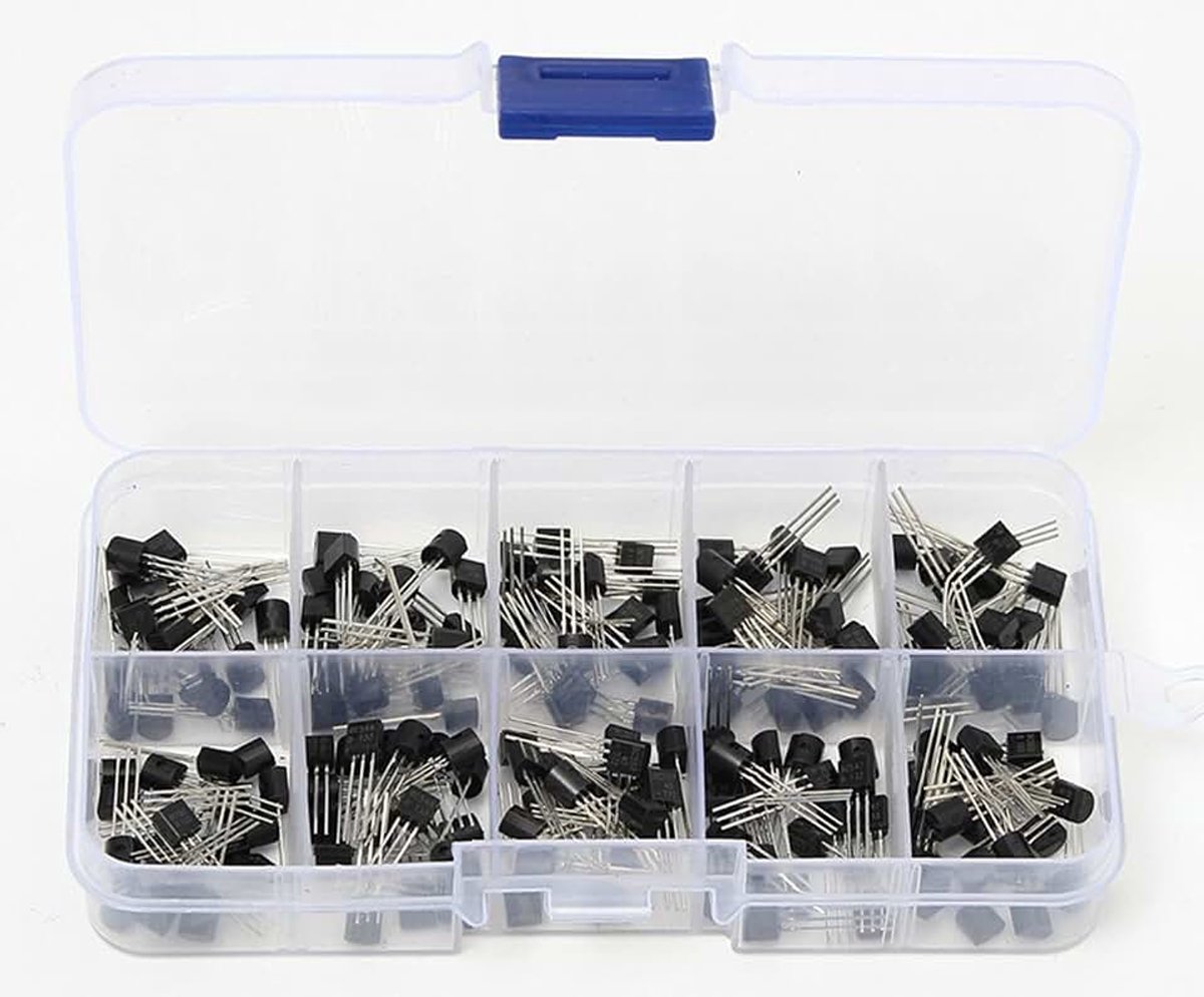 200 STKS 10 Value Trioden Transistor Kit S8050 S8550 S9012 S9013 S9014 2N3904 2N3906 C1815 A1015 MJE13001 Transistor assortiment Kit + kunststof doos