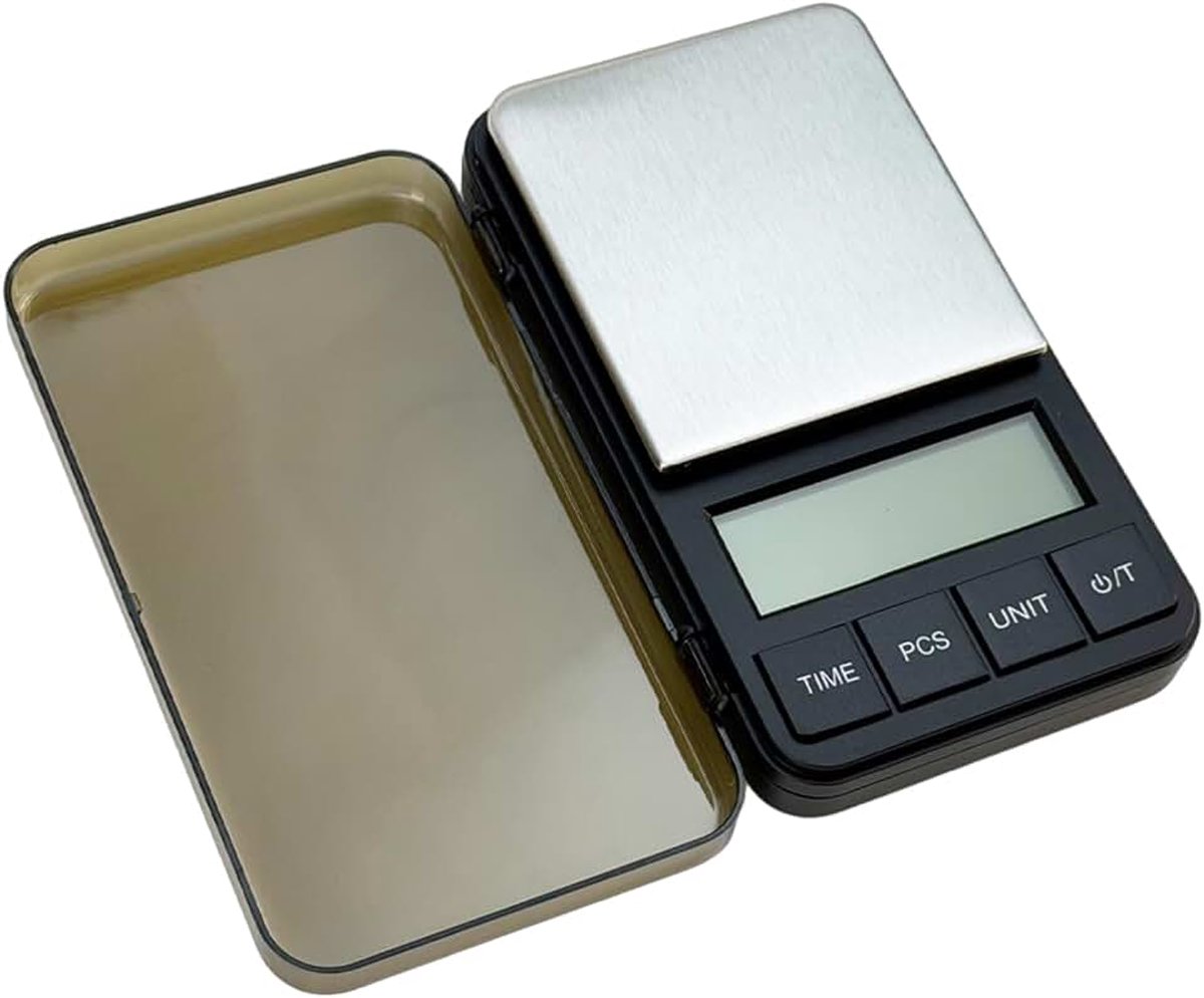 Digitale koffieweegschaal met timer, espressoweegschaal met timer, 1000 g x 0,01 g, weegschaal met lcd-display met achtergrondverlichting, digitale koffieweegschaal voor sieraden en koffie