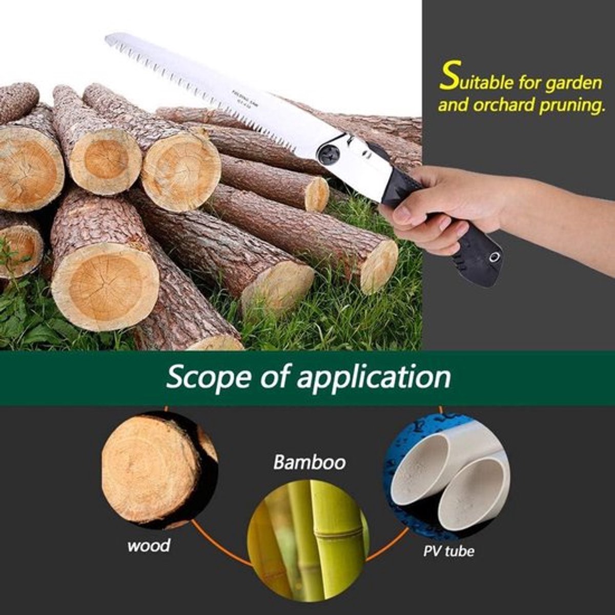 - Handzaag - Vouwzaag - Antislip Handvat - Tuinieren - Draagbaar - Houtsnoeien - 235mm - Bomen Snoeien - Handgereedschap - Tuingereedschap