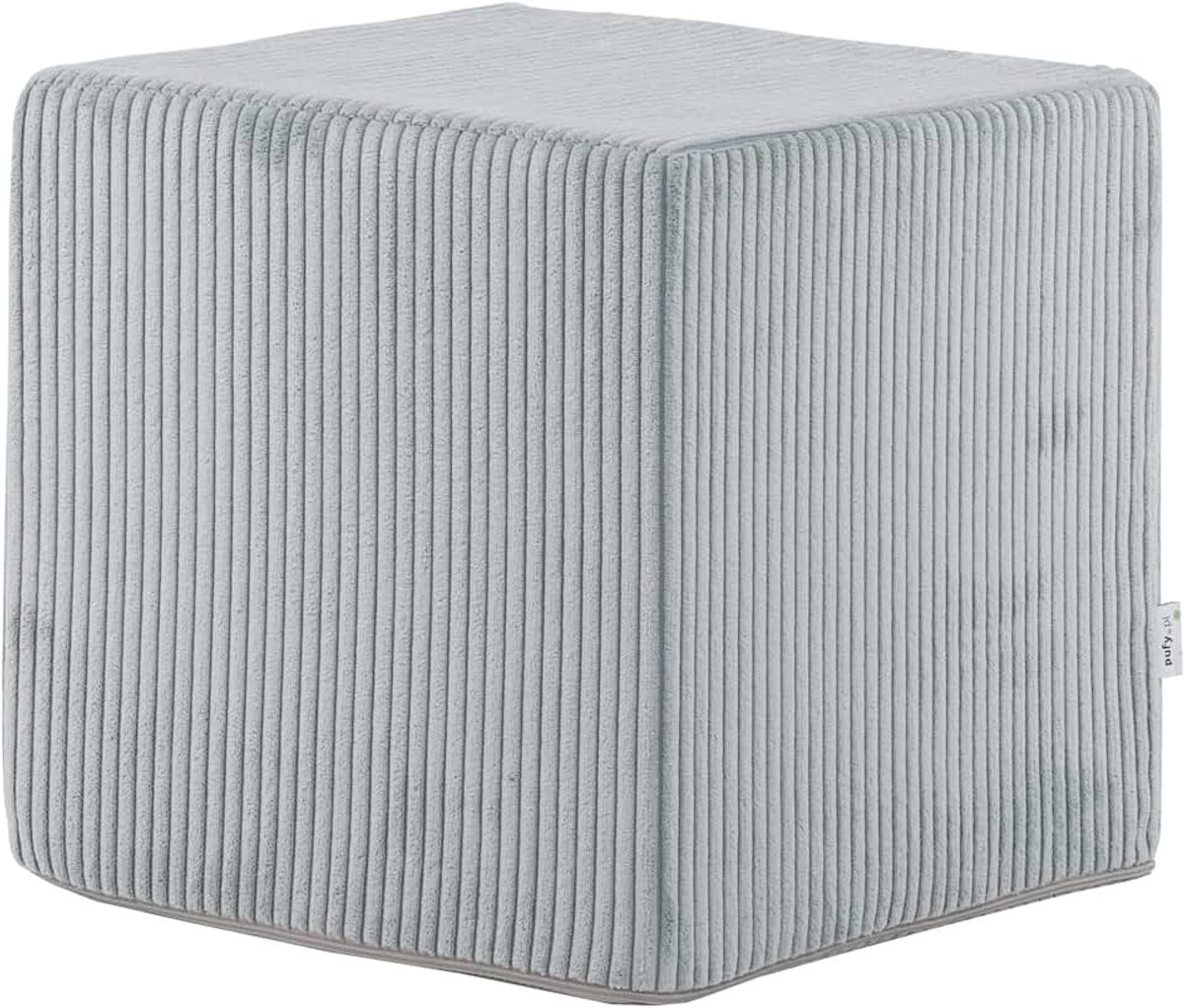 Block poef in ribfluweel stof - Volledig afneembaar - Vierkante gevoerde poef voor binnen Afm 40x40 cm