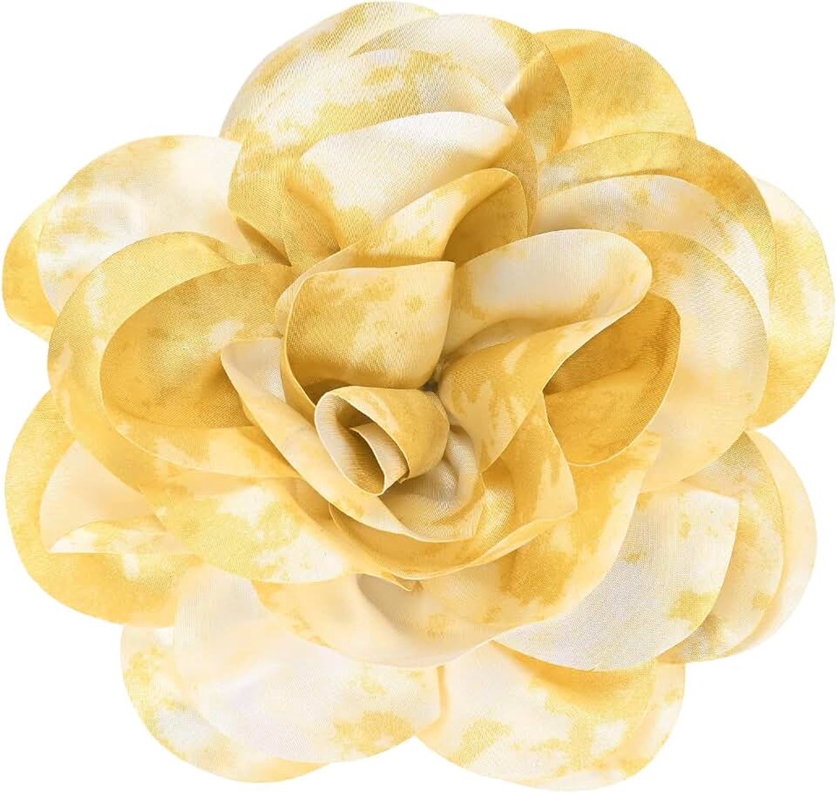 Broches, 8 Inch Reversspeldjes Sierlijke Satijn Stof Grote Camelia Oversized Broche Pin voor Vrouwen Bruiloft/Dance/Kleding/Party [20cm, Geel]