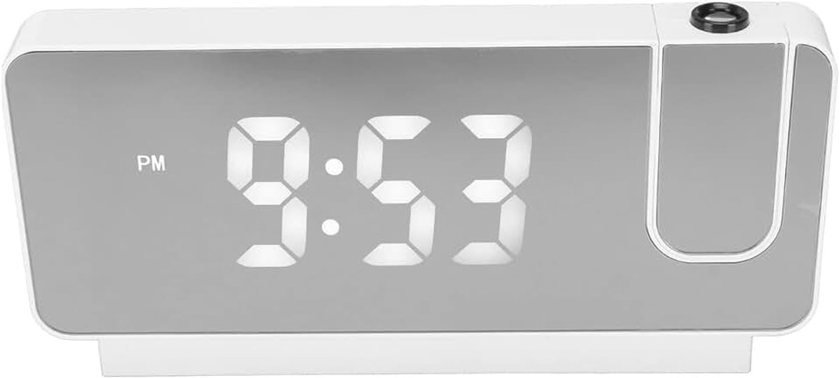 Plafondprojectie, projectiewekker, projectieklokken, digitale led-wekker met projector, 180 graden draaibaar, weergave van tijd, datum, temperatuur