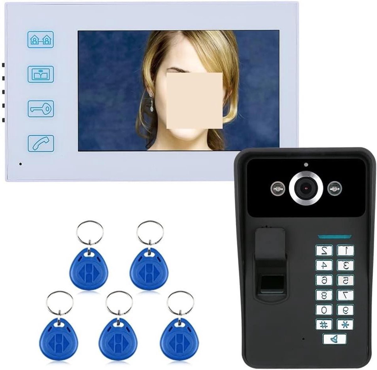 Video Deurtelefoon - Visuele Intercom - Beveiliging Thuis - Vingerafdruk Ontgrendeling - 7 inch Scherm - Zwart