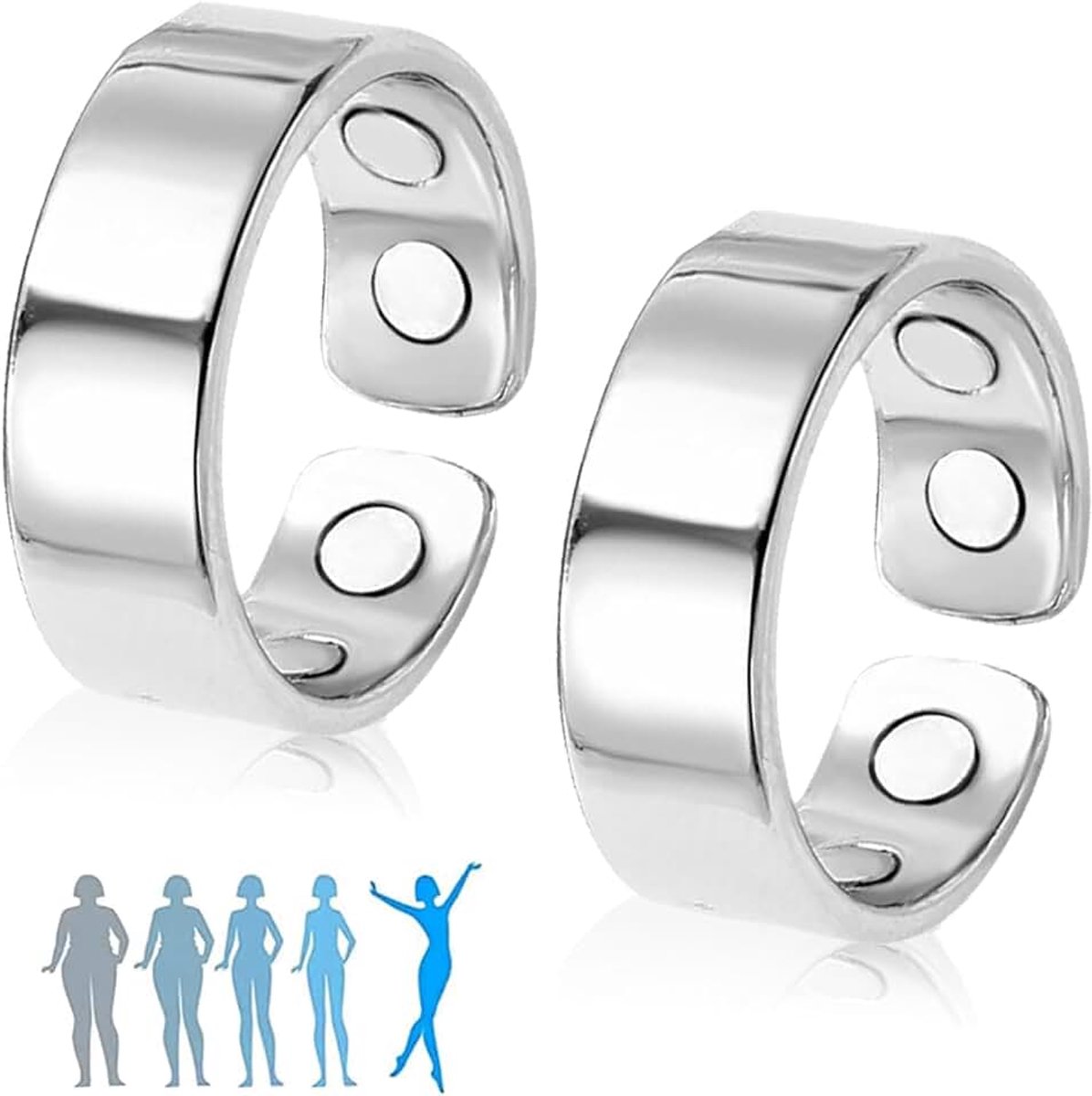 Ring, Sömni Ring voor dames, menopause, natuurlijke verstelbare magnetische therapie, ringen voor mannen en vrouwen, ontspanning, slaaphulp, vermoeidheidsvermindering, 2 stuks