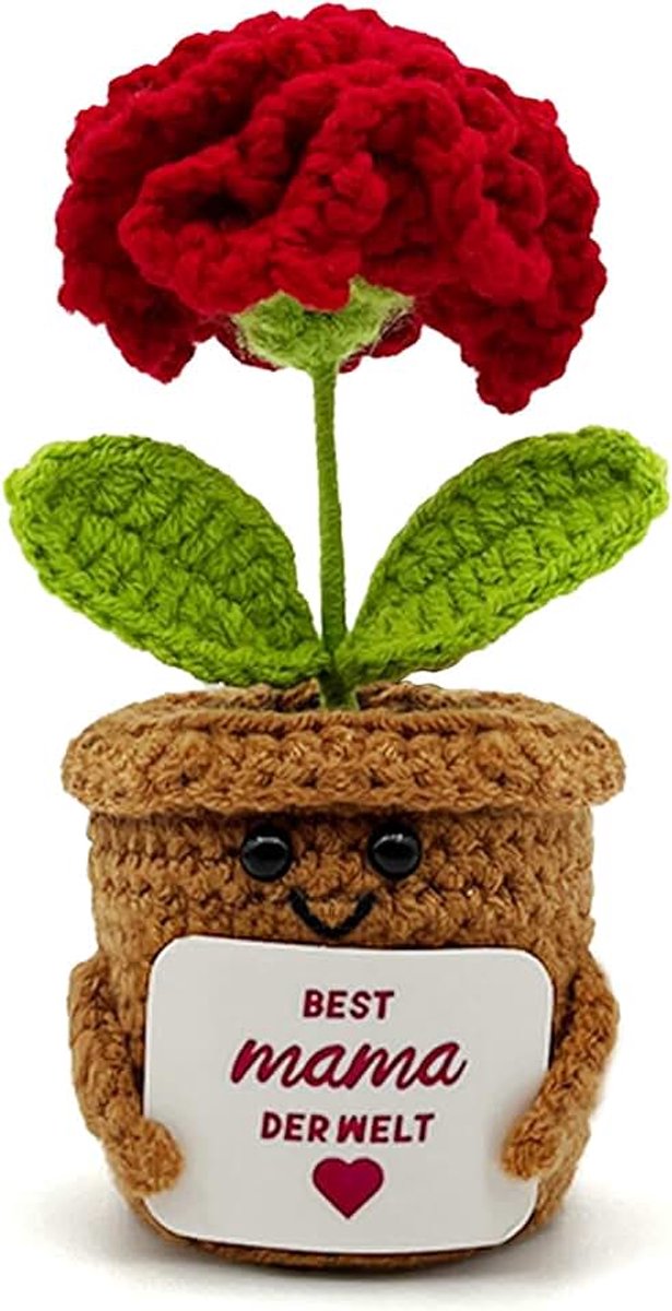 Cadeaus voor mama moeder - verjaardagscadeau mama speciale moeder dochter cadeau anjers positieve aardappel serie gehaakte bloemen geschenken voor vrouwen decoratie