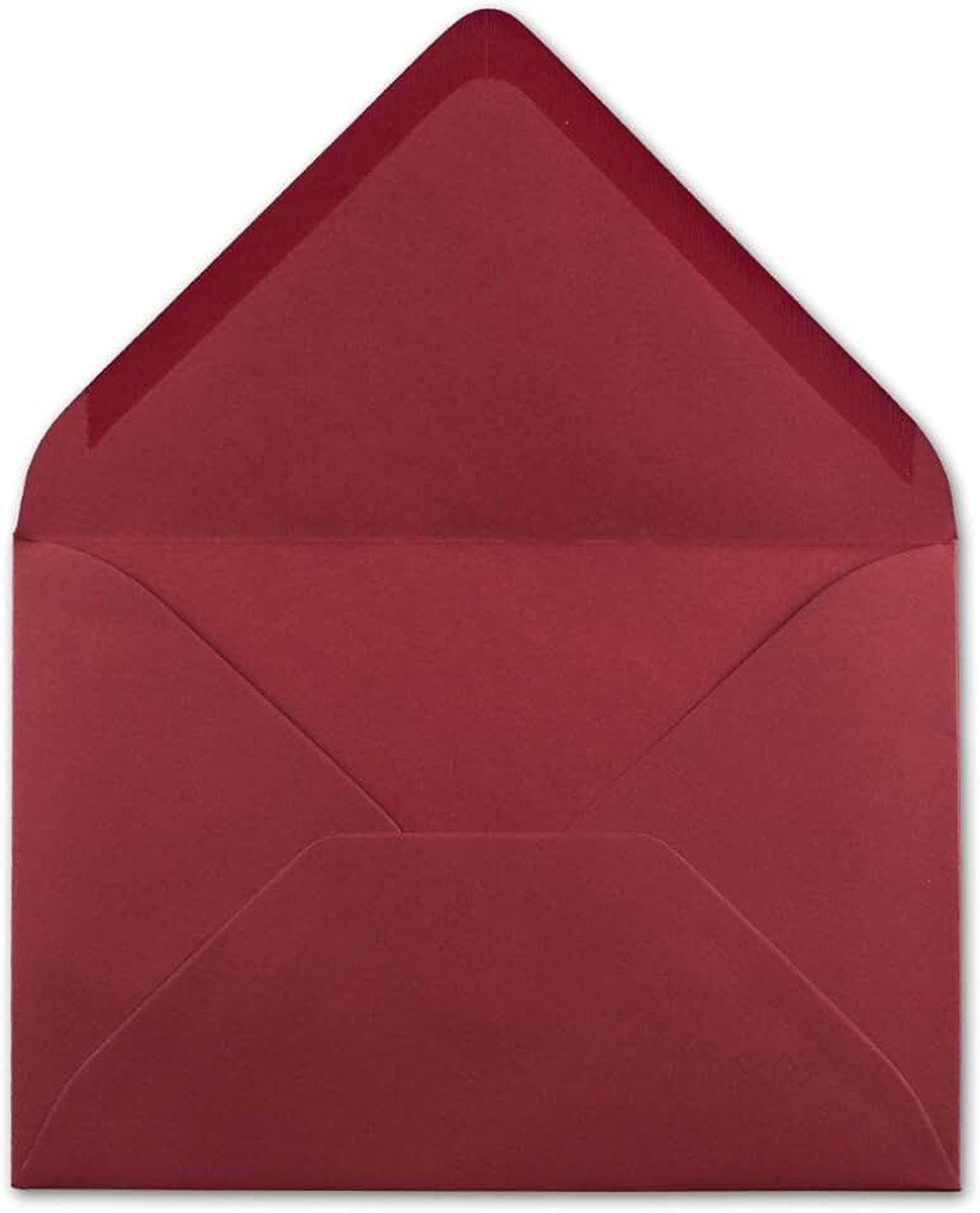 DIN C5 220 x 154 mm gekleurde enveloppen natte kleeflaag 100 Umschläge 14-Dunkelrot